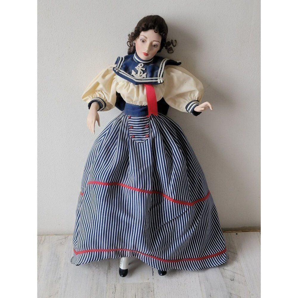Franklin heirloom Gibson Girl porcelain doll sailor‎ outfit dress